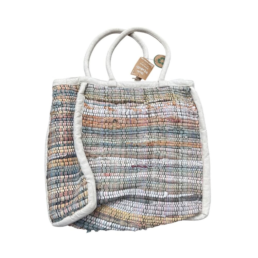 Studio Mabelle Upcycled Tote Bag Multicolor 17"x17"x7" Eco-Friendly Durable Hand